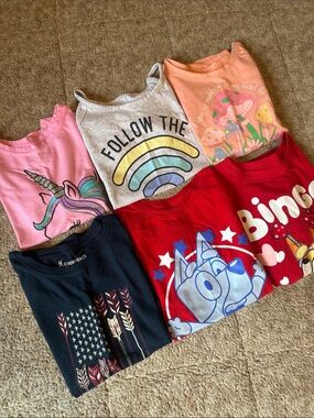 Girls 5T assortment of 6 shirts- mixed brands